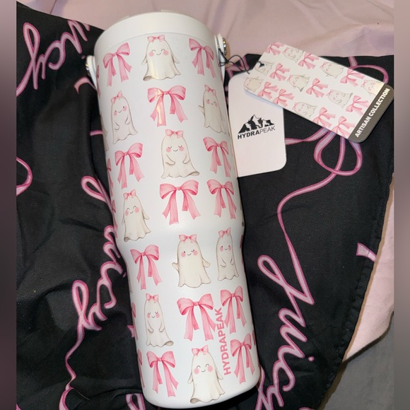 Hydrapeak Other - Hydrapeak Kids White and Pink Ghost Pattern Water Bottle